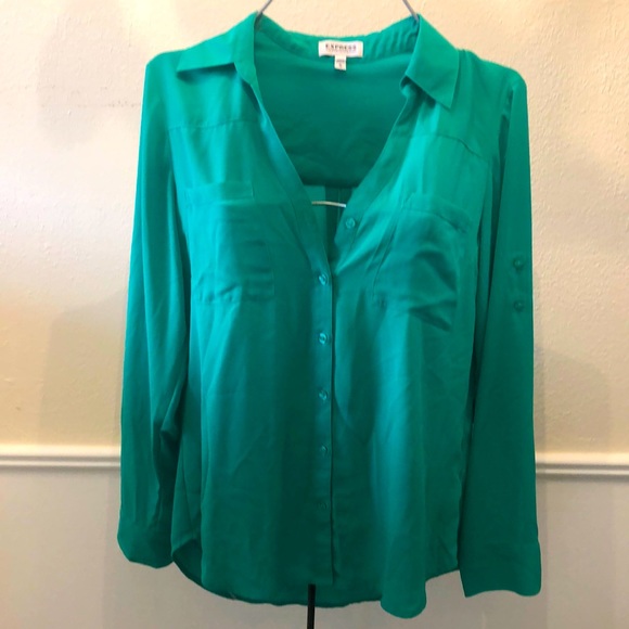 Express Tops - Beautiful green button down
